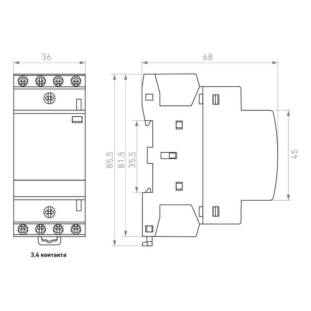 Изображение товара Модульный контактор Релеон 3НО+1НЗ 25А 12В AC/DC KM131001225 надежный автоматический выключатель