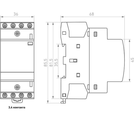 Изображение товара Модульный контактор Релеон 3НО+1НЗ контакт 25А; 12В AC/DC; KM131001225