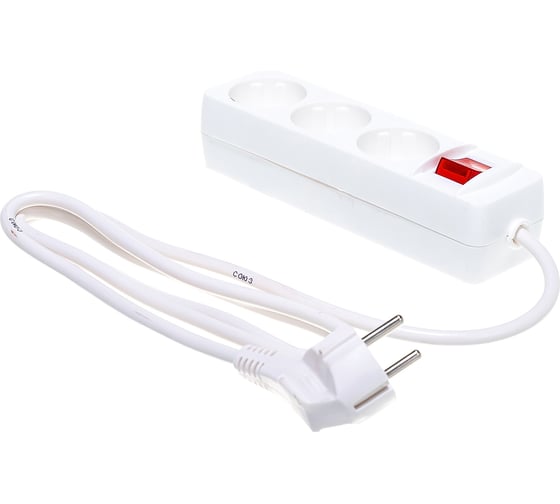 Изображение товара Бытовой удлинитель СОЮЗ ТМ 3500 Вт, с заземлением, выключатель, 3 гнезда, ПВС, 1,5м 481S-8301