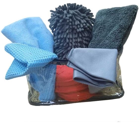 Изображение товара Набор для мойки FINORD Салфетка 37x37см, губка, рукавица, полотенце 40x40см, 3 мини губки FN-8020