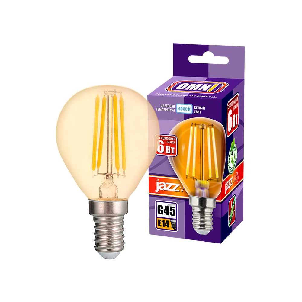Изображение товара Лампа Jazzway PLED OMNI G45 6W E14 4000K Gold