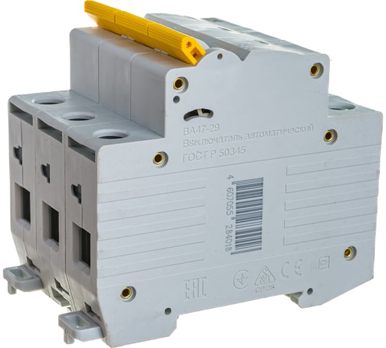 Изображение товара Автоматический модульный выключатель IEK ВА 47-29 3п, B, 16А, 4.5кА, ИЭК MVA20-3-016-B