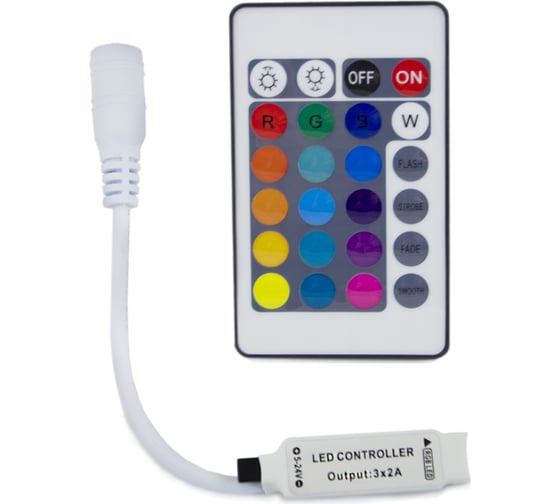 Изображение товара Мини-контроллер OGM RGB 12В, 72 Вт, IR, пульт кнопочный C4-15