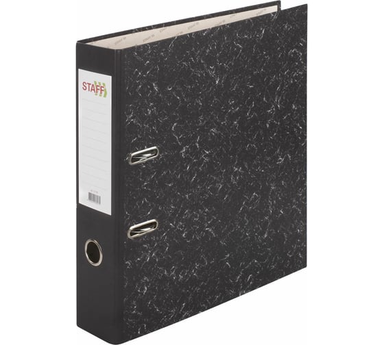 Изображение товара Папка-регистратор Staff Basic Бюджет с мраморным покрытием, 70 мм, без уголка, черный корешок 880907