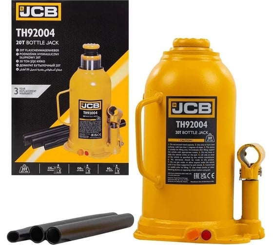 Изображение товара Домкрат бутылочный JCB 20 т с клапаном JCB-TH92004(58020)