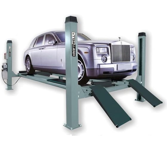 Изображение товара Четырехстоечный подъемник KraftWell г/п 5500 кг, платформы для сход-развала, серый KRW5.5WA