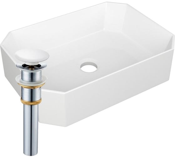 Изображение товара Раковина накладная на столешницу Bauedge BAU Hotel прямоугольная 51x37, белая, выпуск клик клак, белый YBD2428