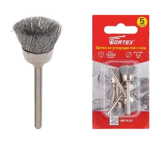Изображение товара Щетка из углеродистой стали 16 мм, 5 шт WORTEX ETBS3216018