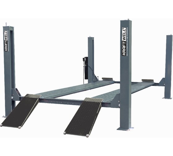 Изображение товара Четырехстоечный подъемник KraftWell г/п 6500 кг, гладкие платформы, цвет серый KRW6.5