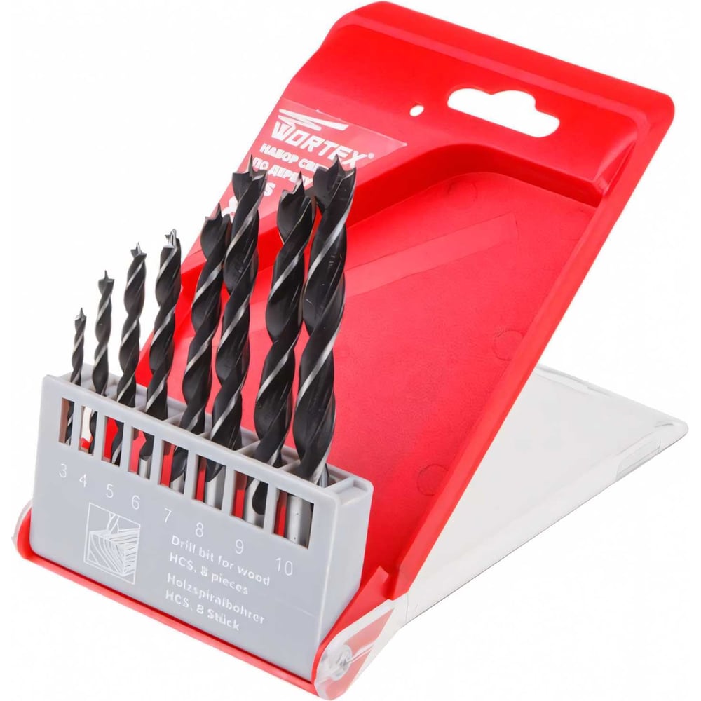 Изображение товара Набор сверл по дереву 3-10 мм, 8 шт WORTEX WDBS3010W10811