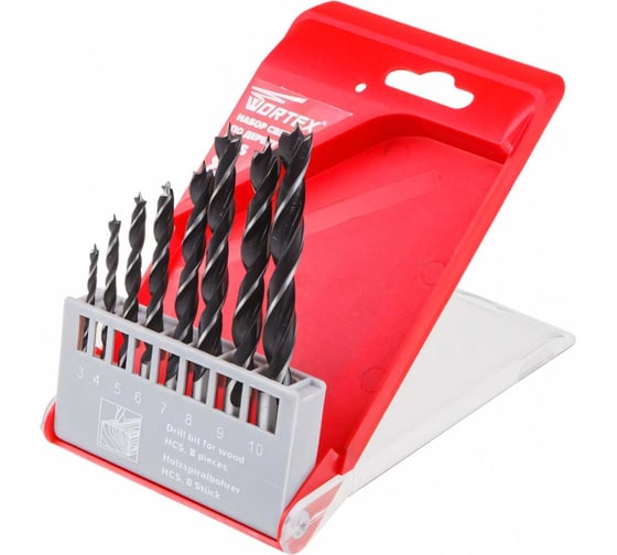 Изображение товара Набор сверл по дереву 3-10 мм, 8 шт WORTEX WDBS3010W10811