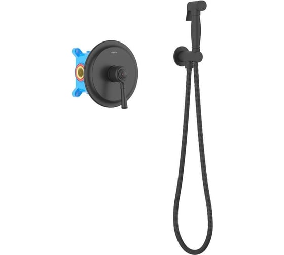 Изображение товара Набор с гигиеническим душем Aquatek КЛАССИК смеситель + гигиеническая лейка + шланг + шланговое подсоединение с держателем, матовый черный AQ1519MB 00000135289