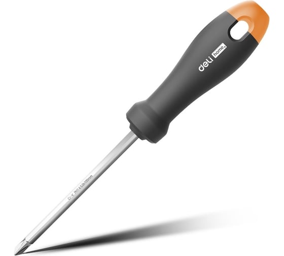 Изображение товара Двухсторонняя отвертка DELI "Home Series Gray" HT1055C (SL6+PH2x100мм, Cr-V, Soft Touch рукоятка, эксклюзивный дизайн, подарочная упаковка) 130285