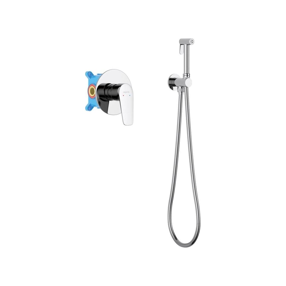 Изображение товара Набор с гигиеническим душем Aquatek БЕТТА смеситель + гигиеническая лейка + шланг + шланговое подсоединение с держателем AQ1119CR 00000135122