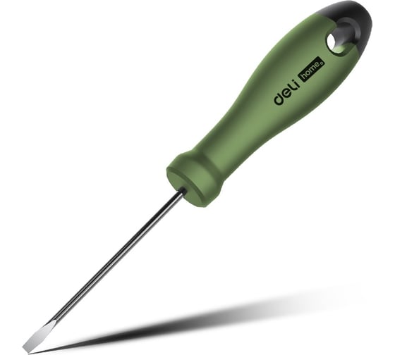 Изображение товара Шлицевая отвёртка Deli "Home Series Green" HT1103L SL3x75мм (Cr-V, Soft Touch рукоять, эксклюзивный дизайн, подарочная упаковка) 130292