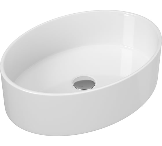 Изображение товара Раковина накладная на столешницу Bauedge BAU Nimb овальная 50x36, белая, выпуск клик клак, хром BN00033