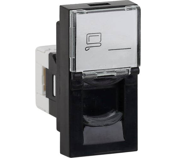 Изображение товара Розетка модульная компьютерная Рувинил RJ-45 45x22,5мм черная упаковка 20 шт АДЛ 13-902-Ч