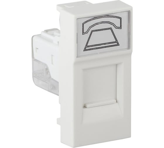 Изображение товара Розетка модульная телефонная Рувинил RJ-11 45x22,5мм белая упаковка 20 шт АДЛ 13-903