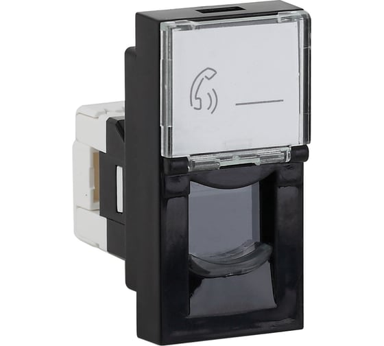 Изображение товара Розетка модульная телефонная Рувинил RJ-11 45x22,5мм черная упаковка 20 шт АДЛ 13-903-Ч