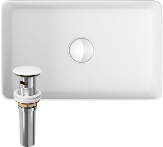 Изображение товара Раковина прямоугольная накладная Bauedge BAU Hotel mini 37x23, белая + выпуск клик-клак, белый BH1081