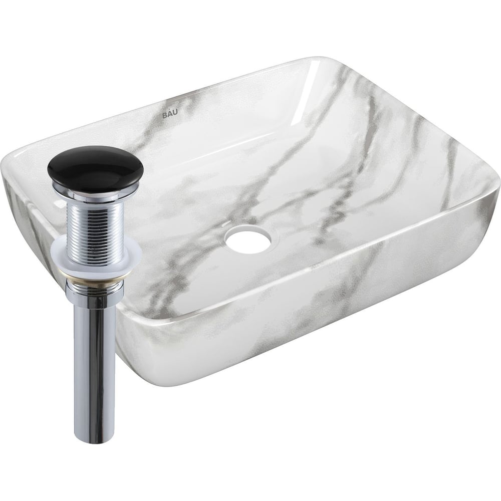 Изображение товара Раковина накладная Bauedge BAU Hotel 51x39 черная с донным клапаном