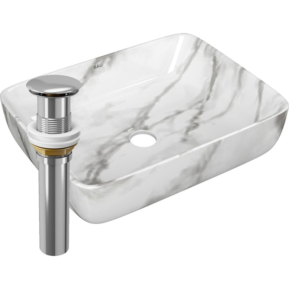 Изображение товара Раковина прямоугольная накладная Bauedge BAU Hotel 51x39 с выпуском хром