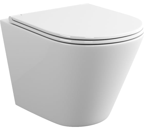 Изображение товара Унитаз подвесной безободковый Bauedge Bau Dream, быстросъемное тонкое сиденье дюропласт микролифт BL0001