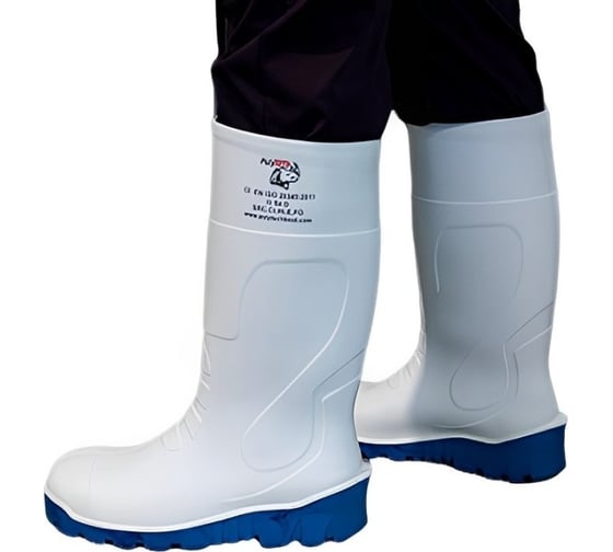 Изображение товара Сапоги рабочие PolyTech ПУ/ПУ O4, цвет белый/синий, размер 36 PolyTech WB-O4-36