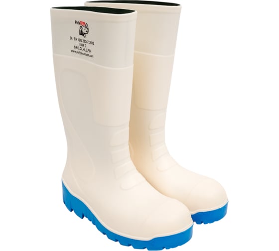 Изображение товара Сапоги рабочие PolyTech ПУ/ПУ O4, цвет белый/синий, размер 39 PolyTech WB-O4-39