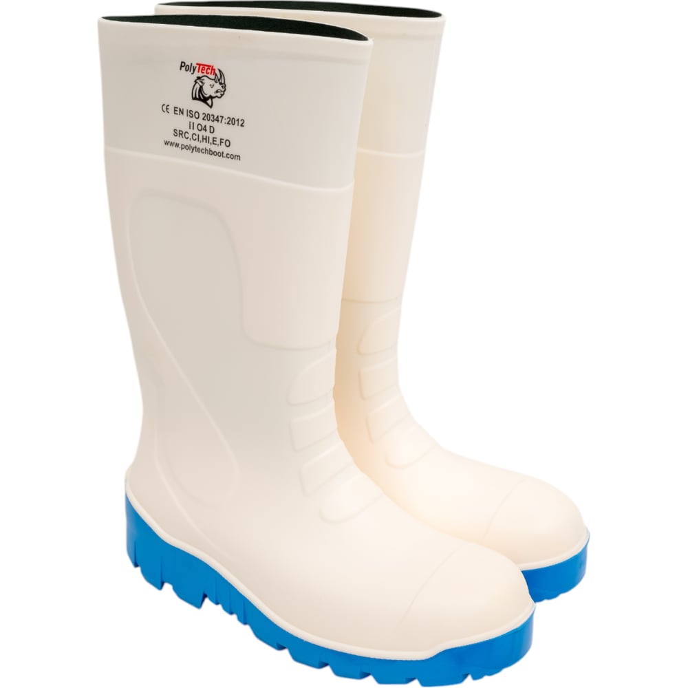 Изображение товара Сапоги рабочие PolyTech ПУ/ПУ O4, белые синие, размер 42