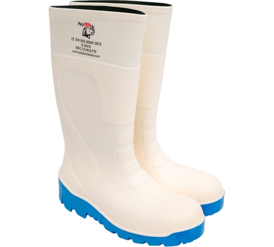 Изображение товара Сапоги рабочие PolyTech ПУ/ПУ O4, цвет белый/синий, размер 42 PolyTech WB-O4-42