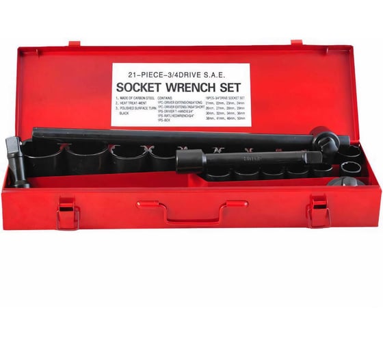 Изображение товара Набор торцевых головок SITOMO N6 21-50 мм, 3/4", 21 шт, кейс металл 120193