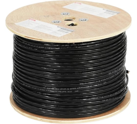 Изображение товара Сетевой кабель BURO UTP 4 пары cat5E solid 0.50мм Cu 305м черный outdoor стальной трос 1886682