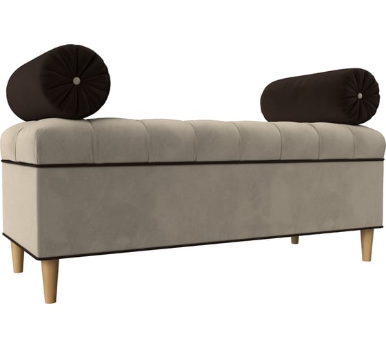 Изображение товара Банкетка Лига диванов Глория микровельвет бежевый и коричневый 29272