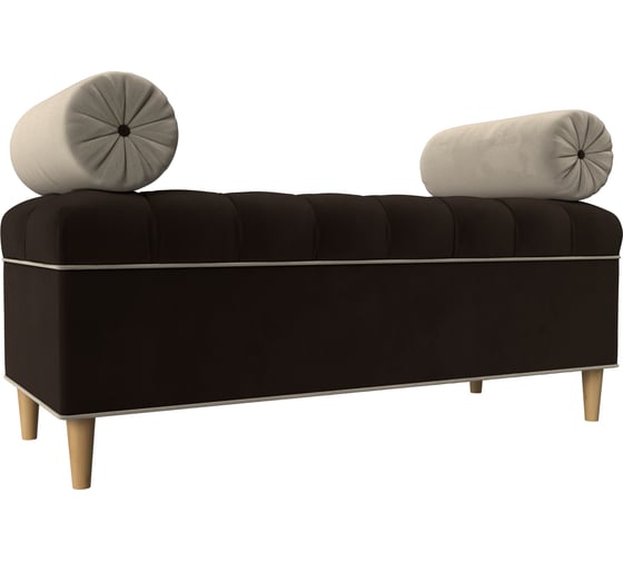 Изображение товара Банкетка Лига диванов Глория микровельвет коричневый и бежевый 29274