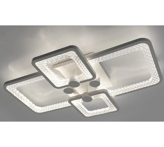 Изображение товара Люстра потолочная управляемая ESTARES с пультом, управляемый светодиодный светильник TIRE 60W 4S-APP-580x420x95-WHITE/CLEAR-220-IP20 УУО00004174