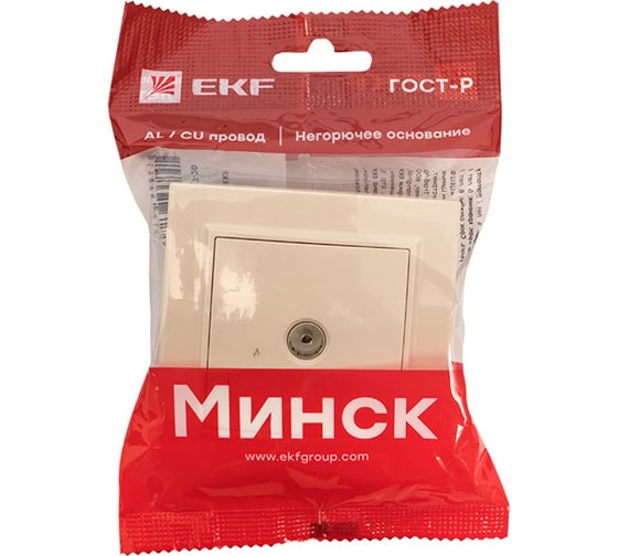 Изображение товара 1-местная TV розетка EKF Минск СП бежевый, 75Ом, 5-862МГц ERA00-027-20