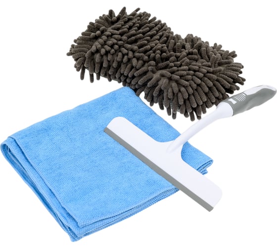 Изображение товара Набор для мойки FINORD (полотенце, скребок для стёкол, тряпка 40x40см) FN-8016