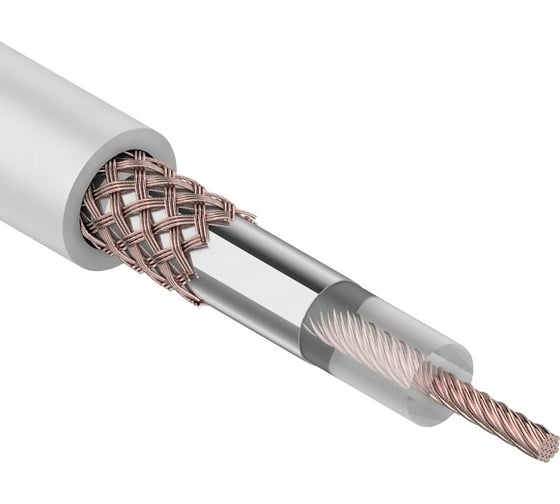 Изображение товара Коаксиальный кабель REXANT RG-58 A/U, 50 Ом, Cu/Al/Cu 64%, бухта 100 м, белый 01-2001