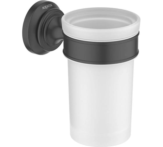 Изображение товара Стакан с держателем Aquatek КЛАССИК матовый черный AQ4527MB 00000135649