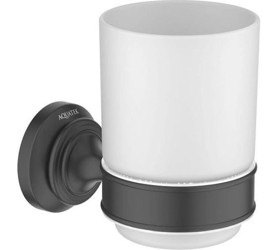 Изображение товара Стакан с держателем Aquatek КЛАССИК матовый черный AQ4504MB 00000135646