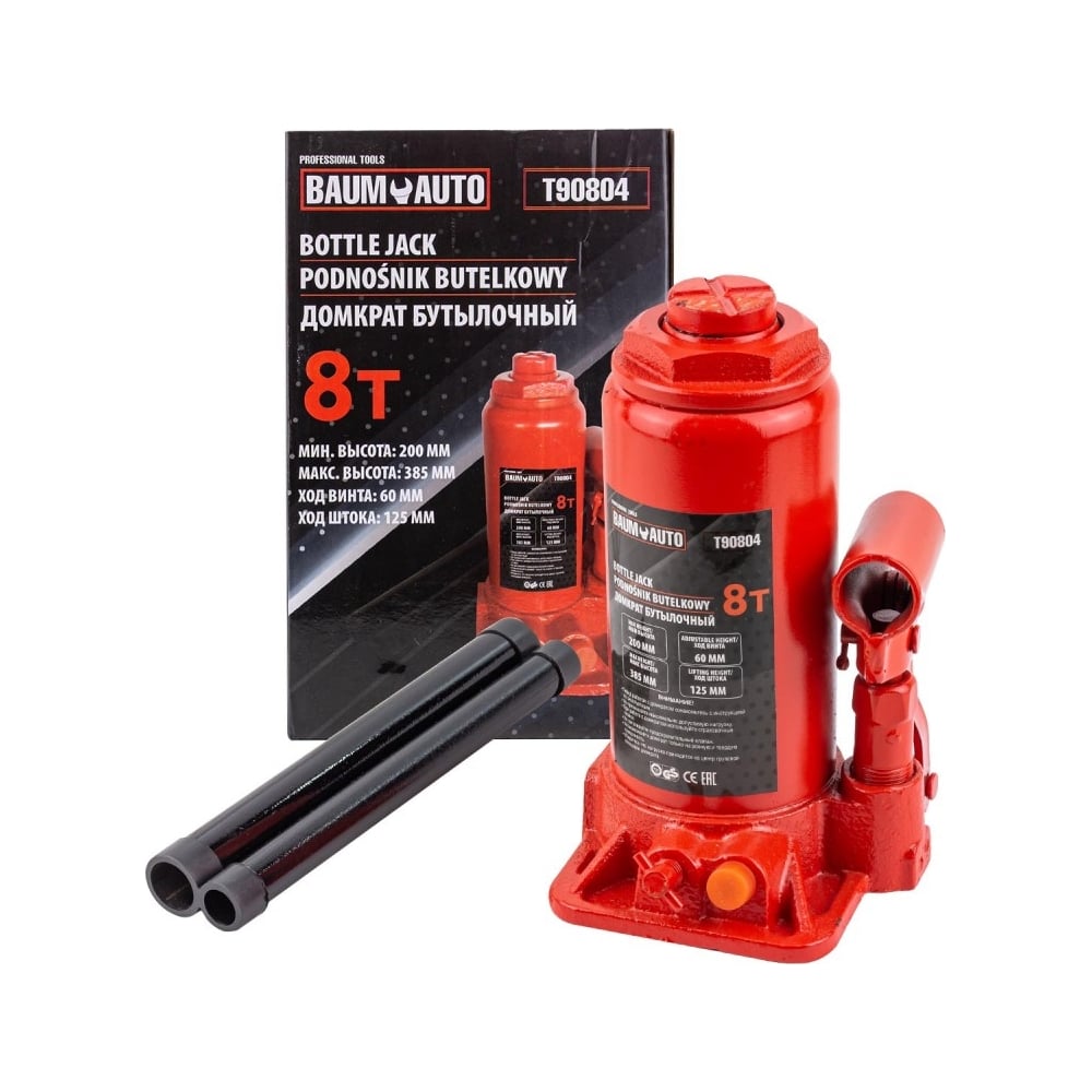 Изображение товара Домкрат бутылочный BaumAuto 8т BM-T90804 гидравлический полупрофессиональный