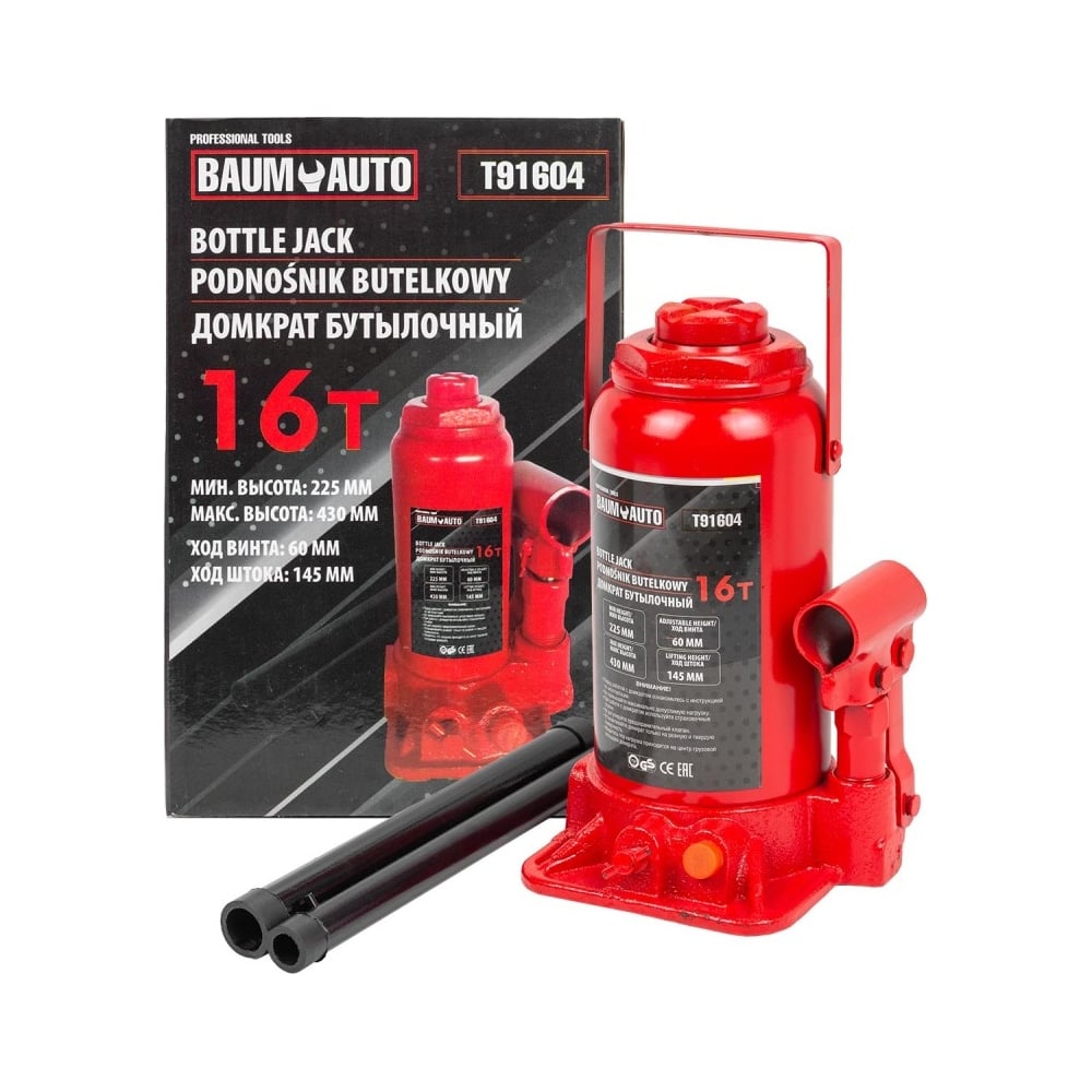 Изображение товара Домкрат бутылочный BaumAuto 16т BM-T91604 полупрофессиональный гидравлический