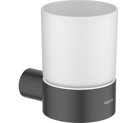 Изображение товара Стакан с держателем Aquatek ЛИРА матовый черный AQ4404MB 00000135611