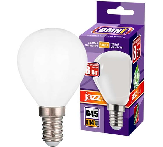 Изображение товара Лампа Jazzway PLED OMNI G45 8w E14 3000K FR 230, 50 5021457