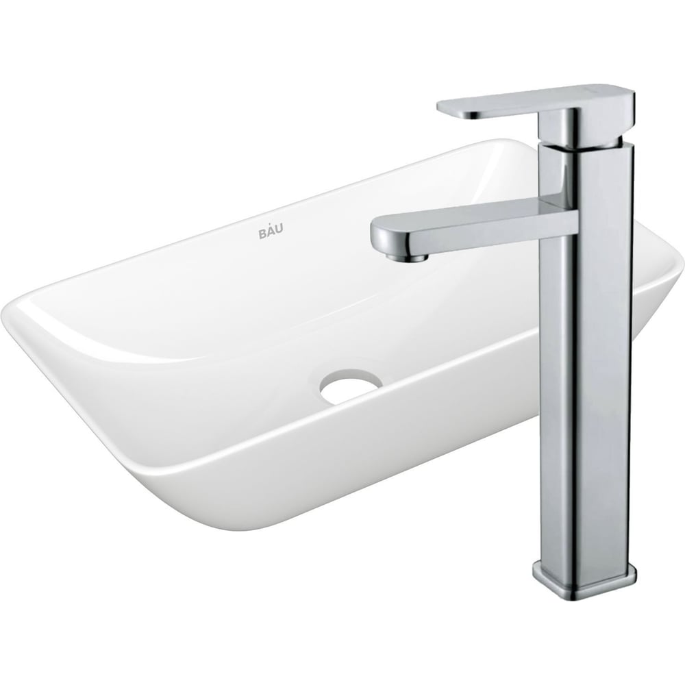 Изображение товара Раковина накладная Bauedge BAU Spectrum mini со смесителем Hotel Still