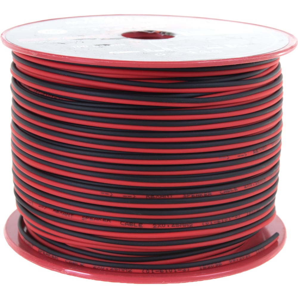 фото Акустический кабель rexant швпм 2х0,25 кв.мм, красно-черный, бухта 100 м 01-6101-3