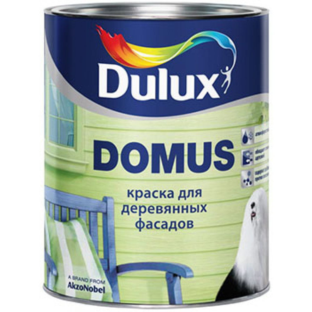 фото Краска алкидно-масляная для деревянных фасадов dulux domus баз bw, полуглянцевая, белый 2,5л 5181625