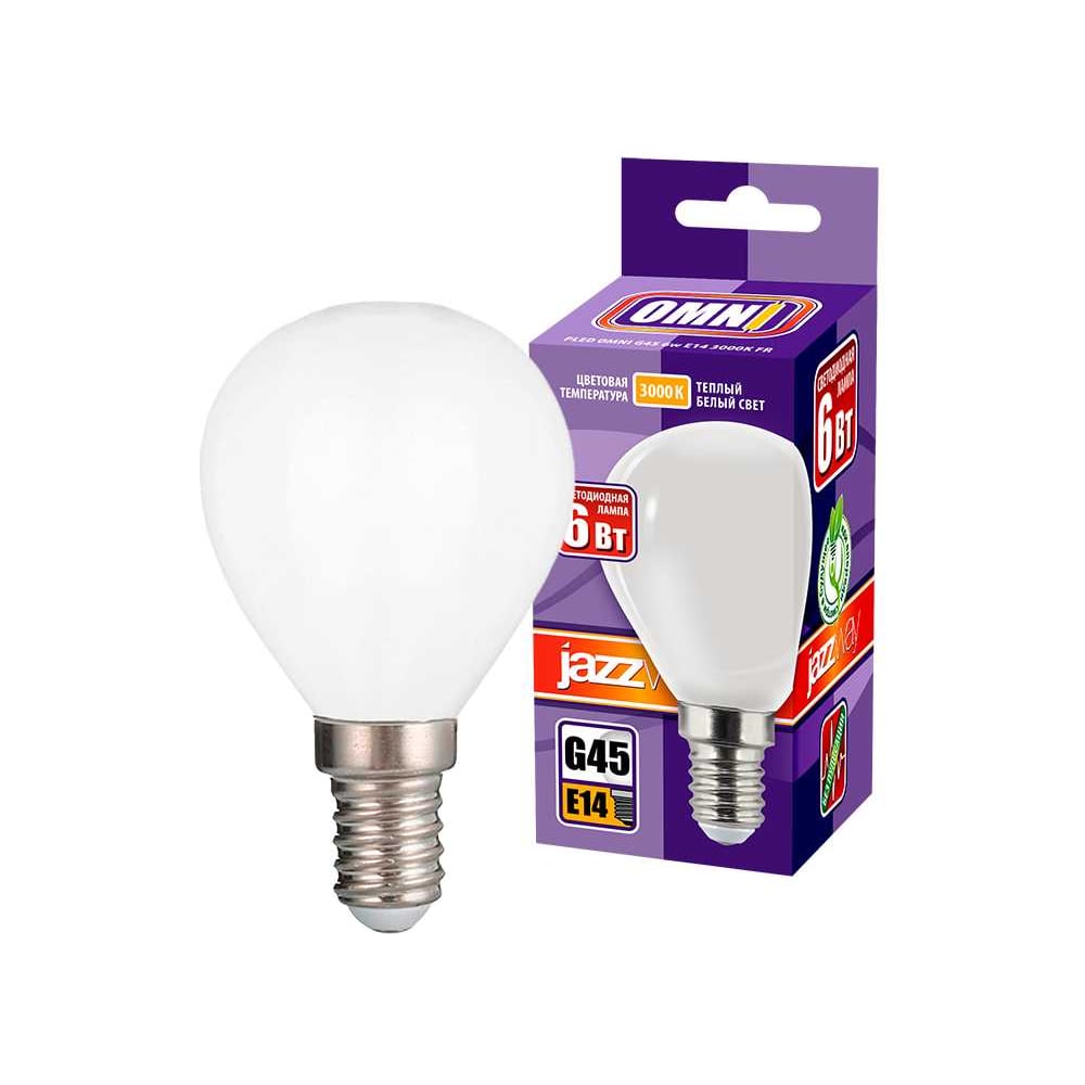 Изображение товара Лампа светодиодная Jazzway G45 6W E14 3000K теплый белый декоративная
