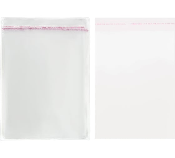 Изображение товара Пакет ОФИСМАГ Бопп с клеевым клапаном, 100 шт., 20x25+4 см, толщина 30 мкм, с усиленным швом 608600